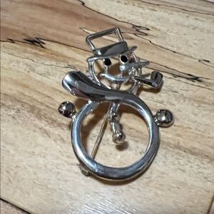 Silver tone Snowman Brooch